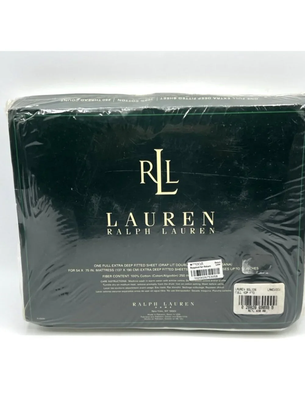 Lauren Ralph Lauren Full Fitted Sheet Extra Deep Lakeview Green Cotton